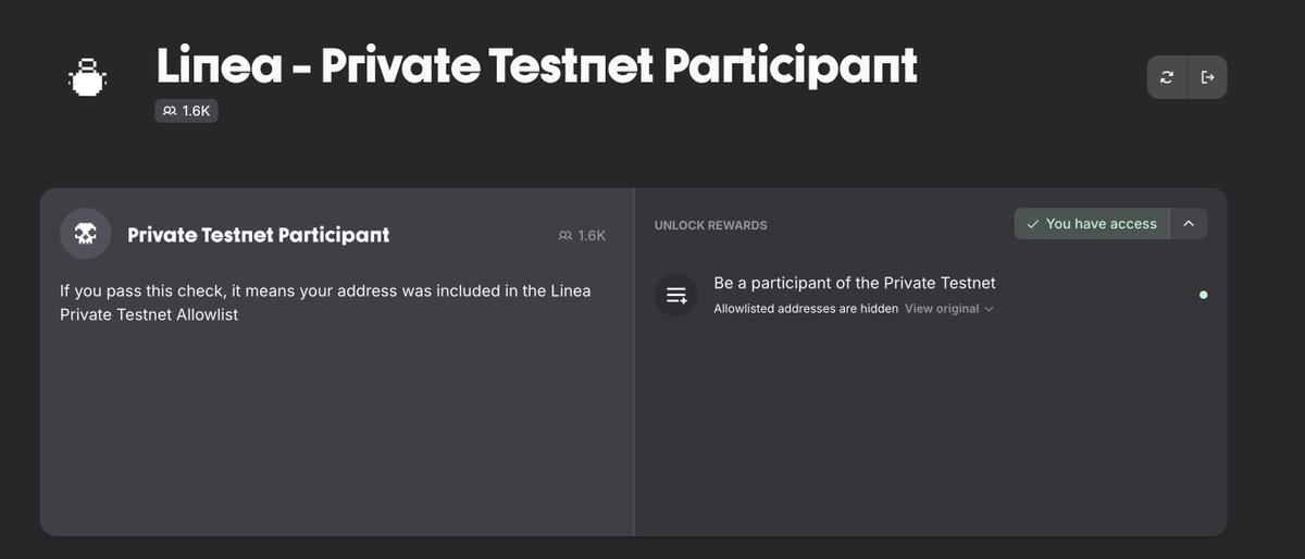 PriewPeter's tweet photo. Linea - Private Testnet Participant 

ลองเชคดูครับว่าได้เข้าร่วมไหม เผื่อลืมครับ ถ้าขึ้นเขียวก็ คือ ผ่าน รอรับ LXP จาก @LineaBuild ได้เลยครับ 

Check 
👉 https://t.co/wKbC9HU8Uf