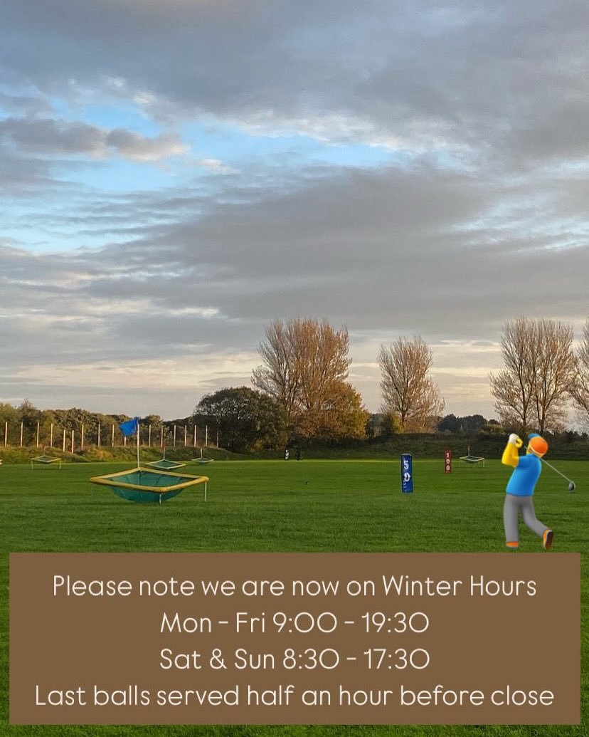 FormbyGC's tweet image. Winter Hours
Mon - Fri   9:00 - 19:30
Sat &amp;amp; Sun 8:30 - 17:30
Last balls served half an hour before close
