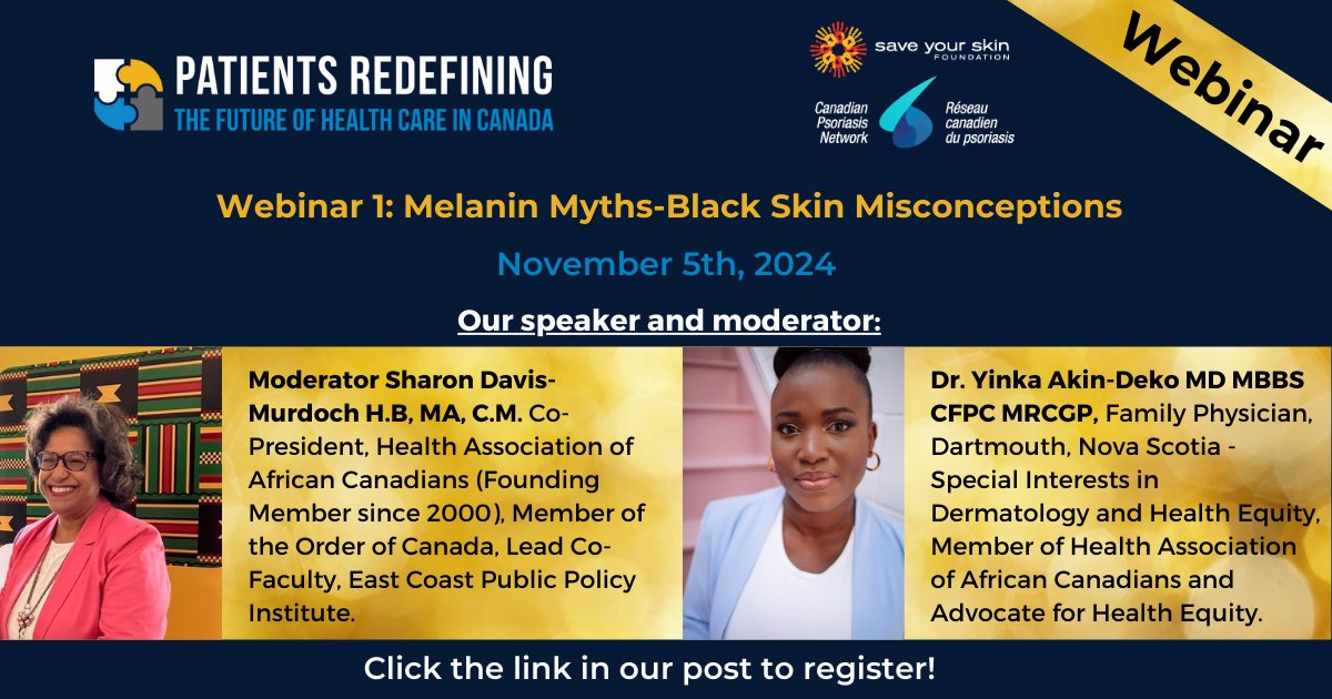 saveyourskinfdn's tweet photo. Join us for Webinar 1: Melanin Myths—Black Skin Misconceptions with @DrYinkaSkin &amp; Sharon Davis Murdoch! Uncover truths about Black skin. Don’t miss this pre-Summit convo &amp; stay tuned for part 2 with more speakers! Register: https://t.co/OnYnXv2wqs https://t.co/sBcUv442TC