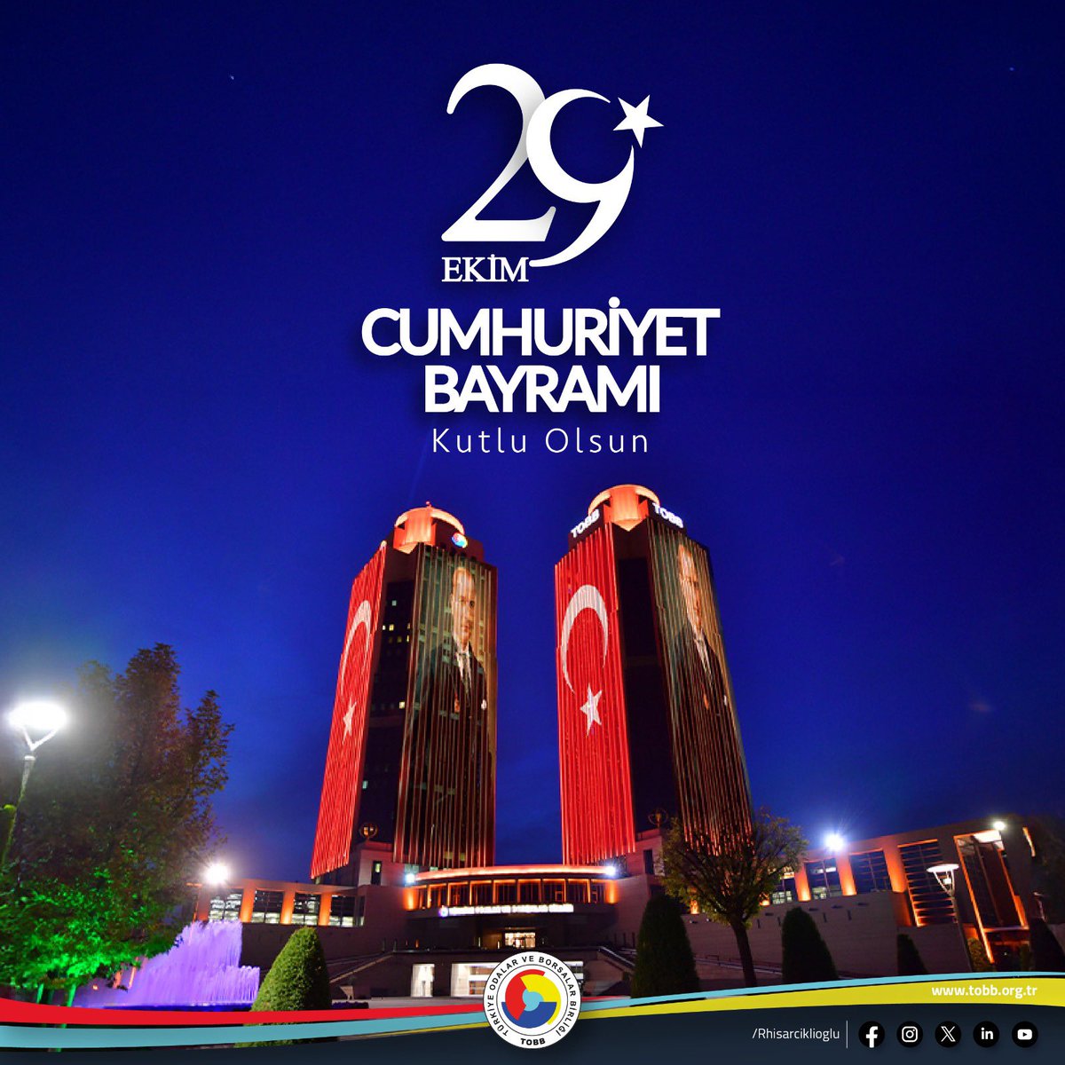 RHisarciklioglu's tweet photo. #29Ekim Cumhuriyet Bayramımız ve Cumhuriyetimizin 101. yılı kutlu olsun! 🇹🇷

Gazi Mustafa Kemal Atatürk ve silah arkadaşları başta olmak üzere tüm şehit ve gazilerimizi saygı ve minnetle anıyoruz.

Sonsuza kadar #YaşasınCumhuriyet

#29EkimCumhuriyetBayramı https://t.co/64apUyBq4u