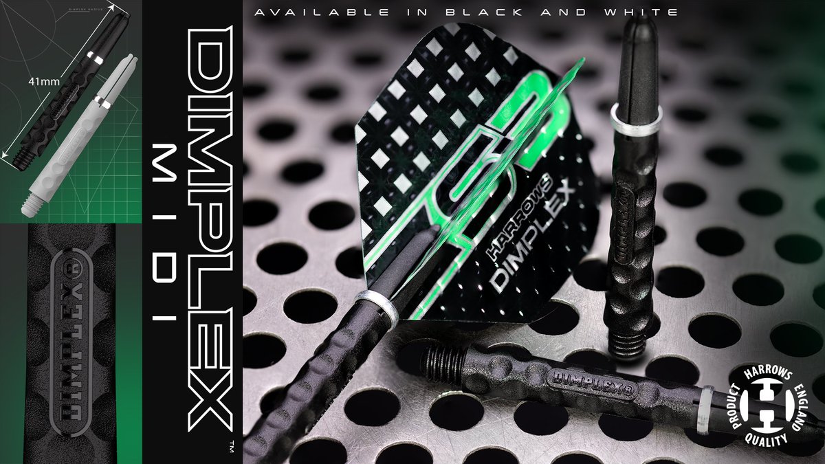 HarrowsDarts's tweet image. You asked and we listened, the popular Dimplex shafts are now available in midi length. Available in black and white.

Find out more - harrowsdarts.com/collections/20…

#HarrowsLaunch
