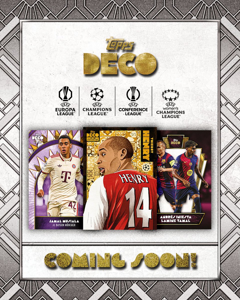 Topps_UK's tweet image. ✨ UCC DECO 2️⃣0️⃣2️⃣4️⃣ is Coming Soon! ✨

✅ 1️⃣ Guaranteed Autograph per box
✅ 3️⃣ Parallels per box ( 1️⃣ more than last year's )

This year's stunning set includes:

🆕 ‘Razzmatazz’ bonus parallel: 1️⃣:2️⃣0️⃣ (Best of the best top 2️⃣0️⃣ players)

🆕 ‘Antiquity’ relics: 1️⃣:1️⃣8️⃣

🆕…