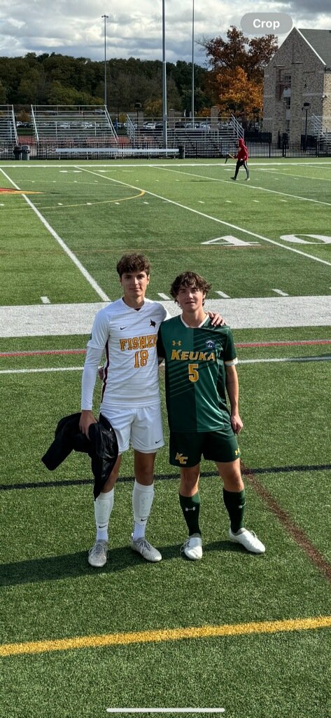 This past weekend, these 2 HFL players faced off!  Sam Emerson (Fischer) and Nolan Dudley (Keuka).  Great stuff, we are proud of these college student-athletes!  <a href="/HFLCSDAthletics/">HF-L CSD Athletics</a>