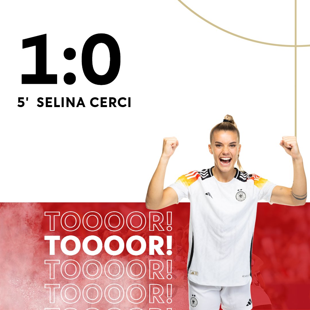 DFB_Frauen's tweet photo. JAAAAA! Selina trifft zur Führung 😍

WIR #IMTEAM 🇩🇪 #GERAUS 1:0
📸 Thomas Böcker/DFB https://t.co/g7WCRiPdBL