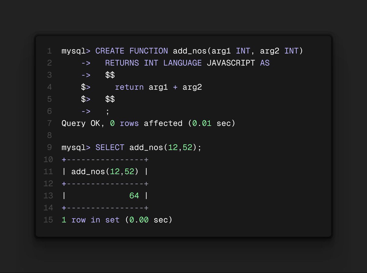 vuejsfeed's tweet image. MySQL 9.0 now supports JavaScript stored routines natively⚙️
You can directly write & execute stored procedures & functions in JavaScript, enhancing your database interactions.
Check out the official @Mysql documentation for more: dev.mysql.com/doc/refman/9.0…
#VueJsFeed #VueJs #SQL