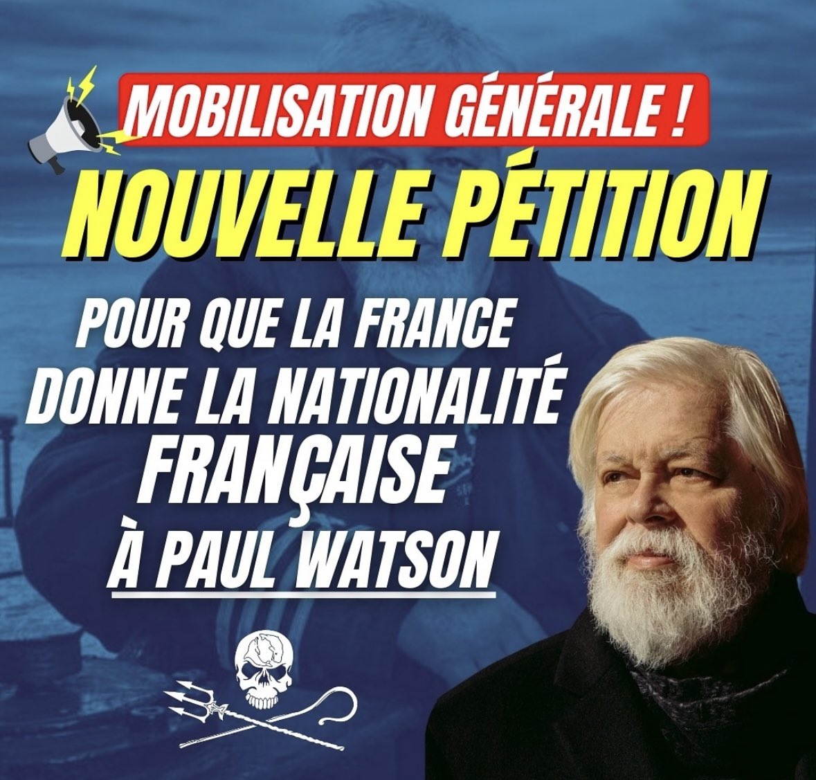 hugoclement's tweet photo. 🔴 URGENT : Nous, citoyennes et citoyens français, souhaitons que Paul Watson devienne l'un des nôtres. 

Nouvelle pétition à signer et à partager massivement pour demander à l'État d'accorder la nationalité française à Paul Watson, qui est emprisonné depuis 100 jours au Groenland pour avoir défendu les baleines. 

Je compte sur vous : https://t.co/vOIF8oCA8z