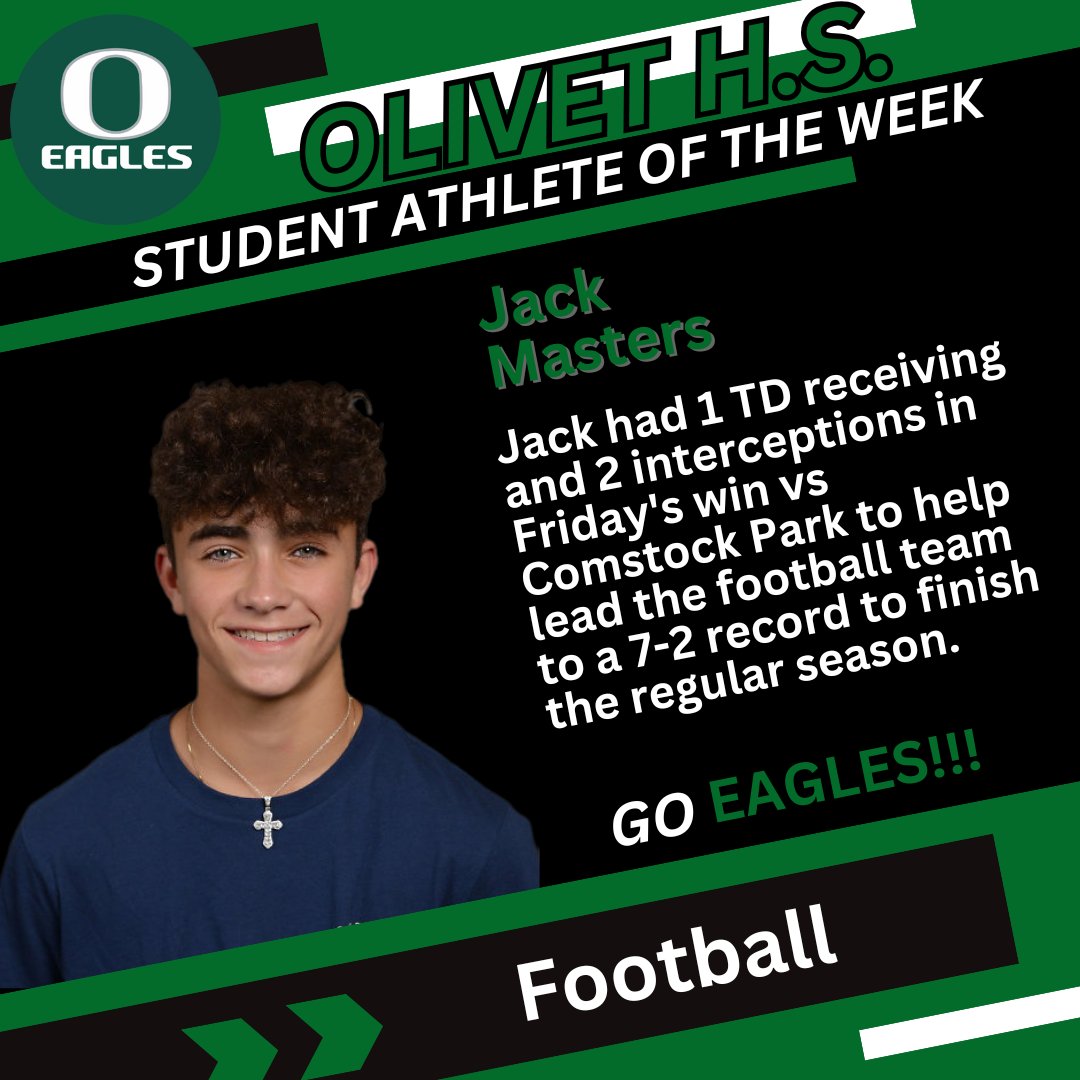 #6 Jack Masters is this week's Student-Athlete of the Week! #OlivetEagles