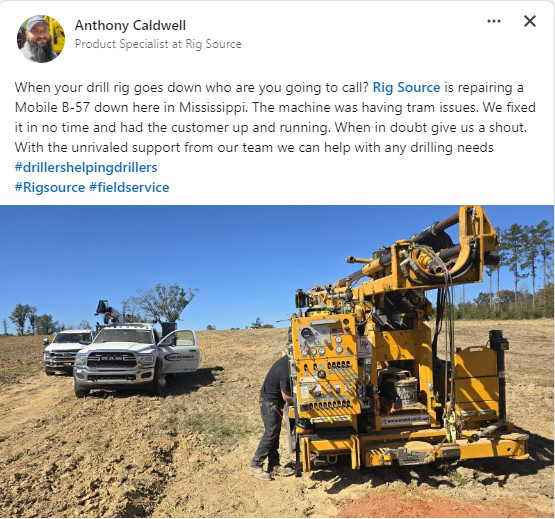 RigSourceInc's tweet photo. Have 🚚, will travel! Rig Source’s Anthony Caldwell was just in Mississippi repairing a B-57 w/tram issues. Just another example of how we go the distance to keep your rigs running strong. Where do you need us? Call 630.365.1649 or visit https://t.co/6XzRMVWeTY to request service https://t.co/66PH7hmj6k