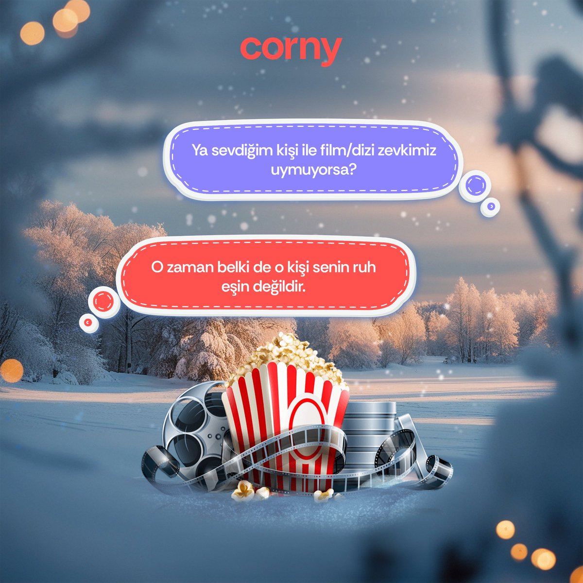cornyapp's tweet photo. 🎬 Corny seni en iyi film/dizi buddy’inle buluşturuyor!
Film zevklerin tutmadıysa belki de ruh eşin o kişi değil! 🤷��♂️ Corny’de favori filmlerini/dizilerini seç, seninle aynı ekranda buluşacak kişiyle tanış! 💬🍿
 
#ilişkiler https://t.co/VwthK5aeWW