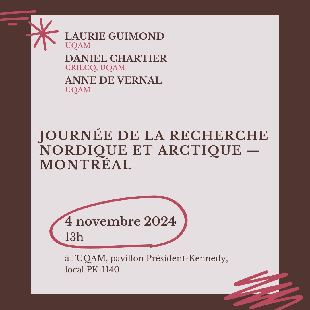 📢 [ACTIVITÉ] Laurie Guimond, Daniel Chartier (cochercheur CRILCQ, UQAM) et Anne de Vernal organisent la journée de la recherche nordique et arctique.

📅 4 novembre 2024, dès 13h
📍<a href="/UQAM/">UQAM | Université du Québec à Montréal</a>, (local PK-1140)

Infos 👇
crilcq.org/actualites/jou…

#communautéFRQ #CultureQc #littqc