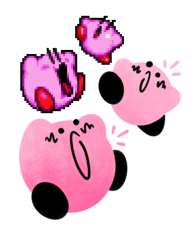 i love when kirby gets hit in super star and makes these faces