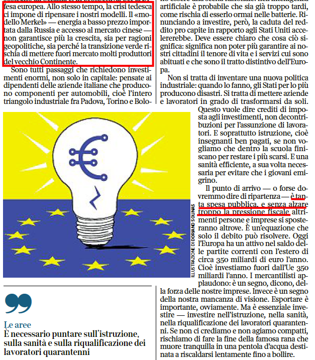 durezzadelviver's tweet photo. Stupefacente editoriale di Giavazzi, che oggi scopre che: a) la Germania ci ha portati sulla soglia del baratro; 2) il green deal ci mette fuori mercato; 3) serve tanta spesa pubblica, servono investimenti.
No comment. https://t.co/jaxEVhYb5B