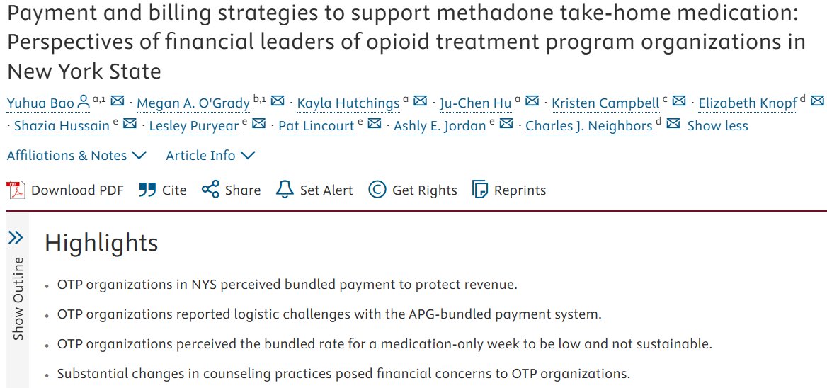 Yuhua Bao (@yuhuabaophd) on Twitter photo New publication in <a href="/JSATjournal/">Journal of Substance Use & Addiction Tx (JSAT)</a> reporting on NYS Opioid Treatment Program experience with bundled payment for methadone 2020-23. An absolute pleasure collaborating with colleagues from <a href="/NYSOASAS/">NYS OASAS</a>, <a href="/DrOGrady/">Megan O'Grady PhD</a>, <a href="/CharlieNeighbo1/">Charles (Charlie) Neighbors</a>, and more. <a href="/HEALData2Action/">HEAL_Data2Action</a>
jsatjournal.com/article/S2949-… New publication in <a href="/JSATjournal/">Journal of Substance Use & Addiction Tx (JSAT)</a> reporting on NYS Opioid Treatment Program experience with bundled payment for methadone 2020-23. An absolute pleasure collaborating with colleagues from <a href="/NYSOASAS/">NYS OASAS</a>, <a href="/DrOGrady/">Megan O'Grady PhD</a>, <a href="/CharlieNeighbo1/">Charles (Charlie) Neighbors</a>, and more. <a href="/HEALData2Action/">HEAL_Data2Action</a>
jsatjournal.com/article/S2949-…