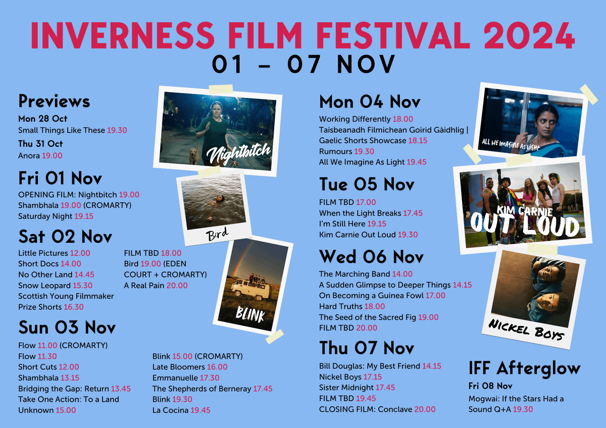 EdenCourt's tweet image. The #InvFilmFest previews start tonight with a sold-out screening of Small Things Like These. The full festival kicks into gear this Fri 1 Nov. Let's watch some movies!

🎬 eden-court.co.uk/inverness-film…