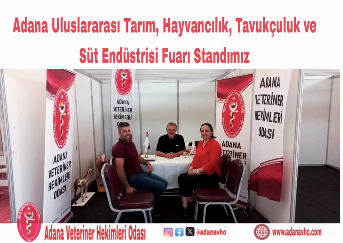 adanavho's tweet photo. 📌 Adana Uluslararası Tarım, Hayvancılık, Tavukçuluk ve Süt Endüstrisi Fuarında, Adana Veteriner Hekimleri Odası olarak standımızı kurduk.
➡️ Tüm misafirlerimizi bekleriz. Kapıda beklemeden geçebilmek için online biletinizi almayı ihmal etmeyiniz. 
⬇️⬇️

Ücretsiz online https://t.co/2YD3QDX3wJ