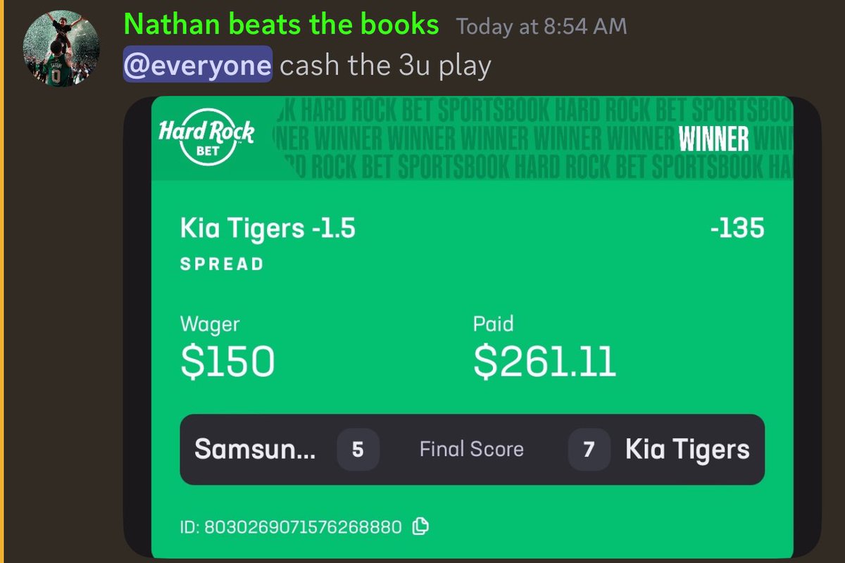 southside_bets's tweet photo. If you ain’t in the discord tailing Nathan you just hate free money!!!! 

Another early morning cash 💸💸💸💸

Discord: https://t.co/2rwD8iji6Y

Catch his plays for free here ⬆️⬆️⬆️⬆️

#GamblingTwitter #sportsbettingpicks #sportsbettingtwitter #PrizePicks #fliff #potd #mlbbets #nukes #bettingpicks #sportsbet #sports #Trending #TrendingNow #NFL  #nhl #MLB #Sleeper #chalkboard #SSB
