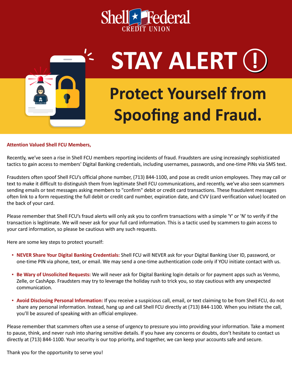 ‼️Attention Valued Shell FCU Members‼️ #ShellFCU
