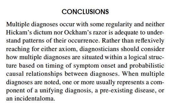 doc_BLocke's tweet photo. Out in @JournalGIM! @phlegmfighter @brianpooleMD and I on Occam's Razor &amp; Hickam's Dictum

Patient *can* have as many diagnoses as [they] damn well please, but alleged instantiations of Hickam' almost always follow a few patterns &amp; rarely contradict Occam (properly construed) 👇 https://t.co/ujDXWSPuGw