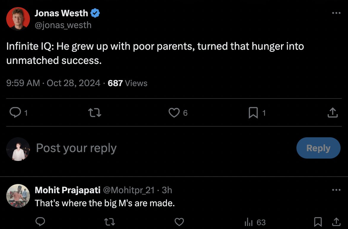 The replies to this tweet prove that people legitimately don't understand that there are people making B's and T's and all the guys with M's are playing kid's games in comparison

You don't need Bs to be successful, but knowing they exist makes M's seem easy as fuck comparatively