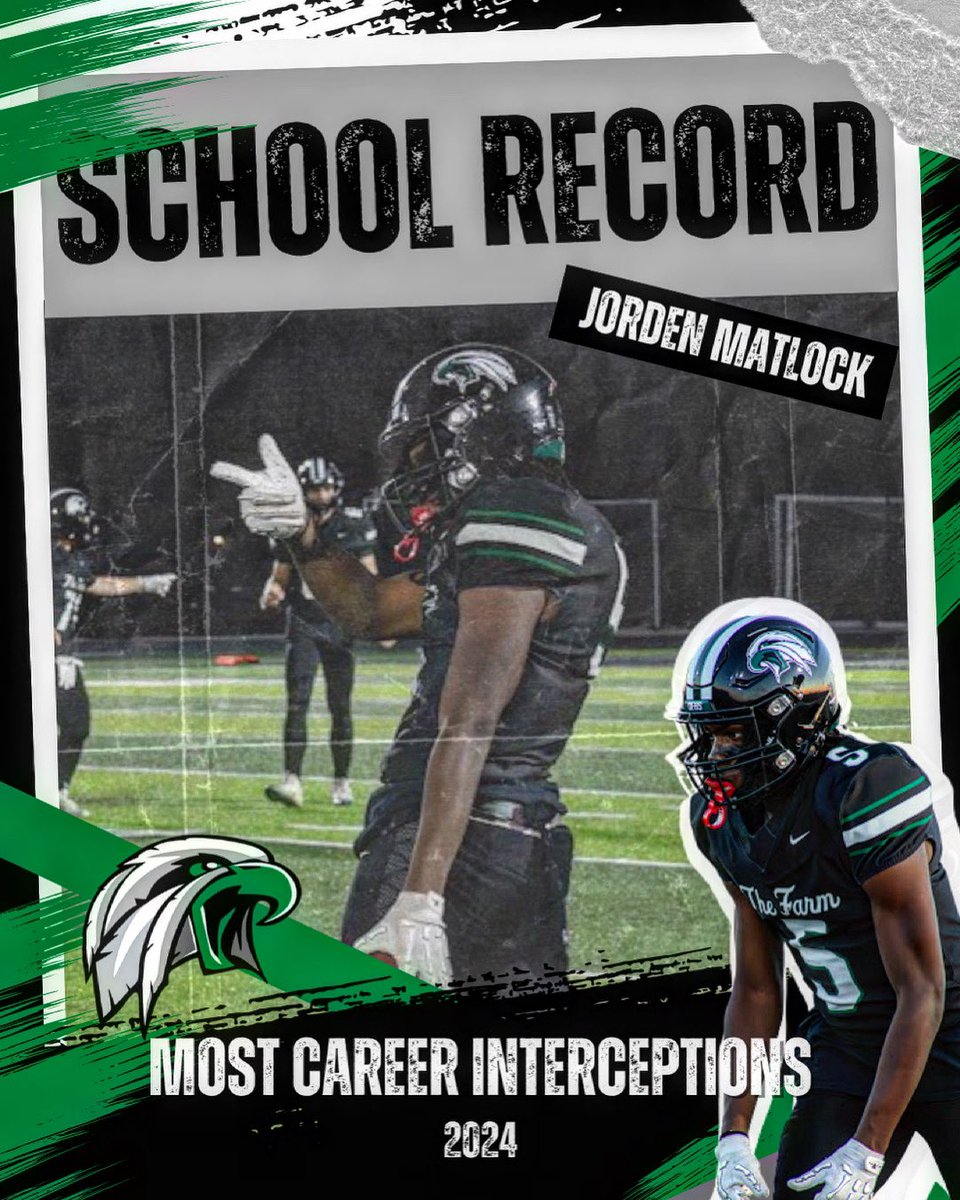 Congrats to Jorden Matlock on setting the school interception record with 13 picks during his career 🙌 

And there’s a good chance for more in the playoffs 👀 

#ofpride #hsfootball #highschoolfootball #orchardfarm #interception #record