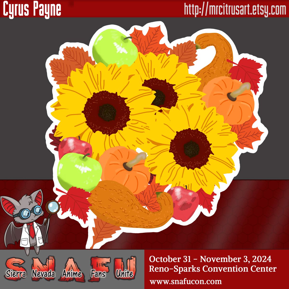 SNAFU Con's next artist spotlight is Cyrus Payne!

Cyrus Payne makes stickers, pins, and keychains of their personal designs. They have some great stuff, so be sure to check them out! mrcitrusart.etsy.com