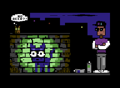 PETSCIIWORLD's tweet photo. #PETSCII #C64 #COMMODORE64 #GRAPHICS                                                                                                 
"Kitty Graffiti" by Rebel 1 (2024) https://t.co/4vr3BjOfYB