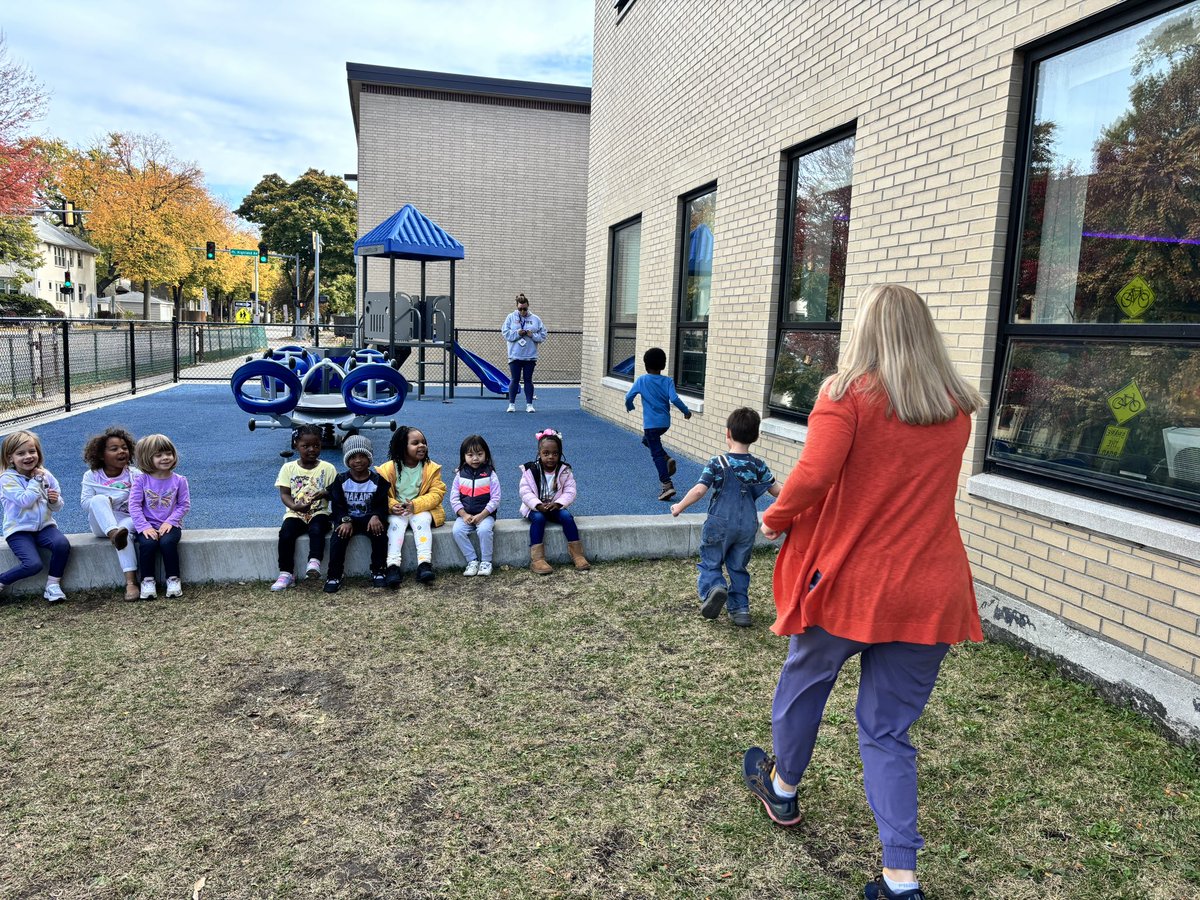 When the grass is wet- you play duck duck goose in a line! Cooperative game in preschool #pkp #longfellowbears #d97joy