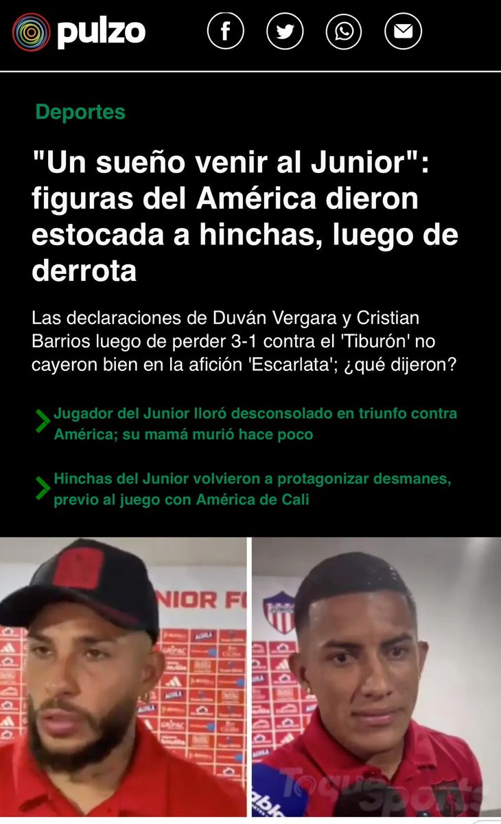JaimeDinas's tweet photo. Inoportunas e impertinentes las declaraciones de Vergara y Barrios ⁦@AmericadeCali⁩ que son la evidencia o testimonio de la falta de sentido de pertenencia de la mayoría de futbolistas, que solo les intere$a su $alario sin importarles la institución que les paga. https://t.co/yzUbEYPnKi