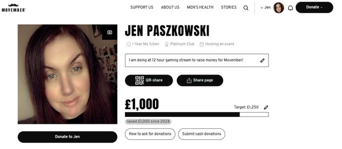 PrimeNetwork5M's tweet image. Honestly, this community is fucking insane a lovely woman known as @JenPaszkowski done a 12 hour charity stream to raise money for mens mental health and they've all come together and smashed her targets out the park we are so proud of her and everyone as a community supporting…