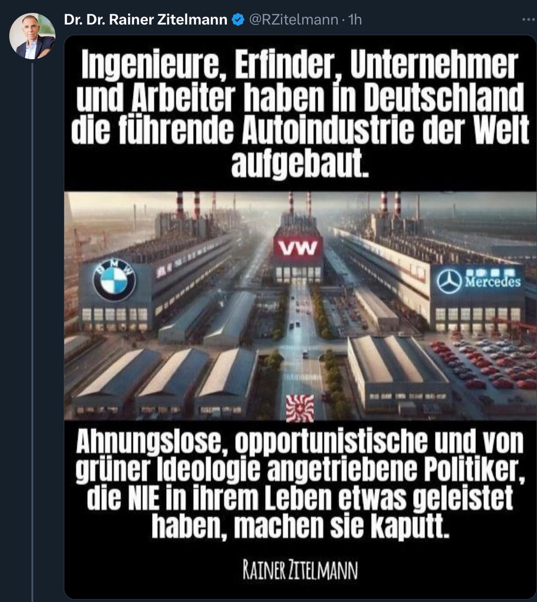 polenz_r's tweet photo. Was für ein Quatsch @RZitelmann Die Weltmärkte, auf die die deutsche Autoindustrie angewiesen ist, haben sich verändert und fragen zunehmend Autos nach, die VW, BMW, Mercedes nicht im Angebot haben, zB preiswerte E-Autos. Hoffen wir mal, dass es besser ausgeht als bei NOKIA. https://t.co/PocfUKQy9E