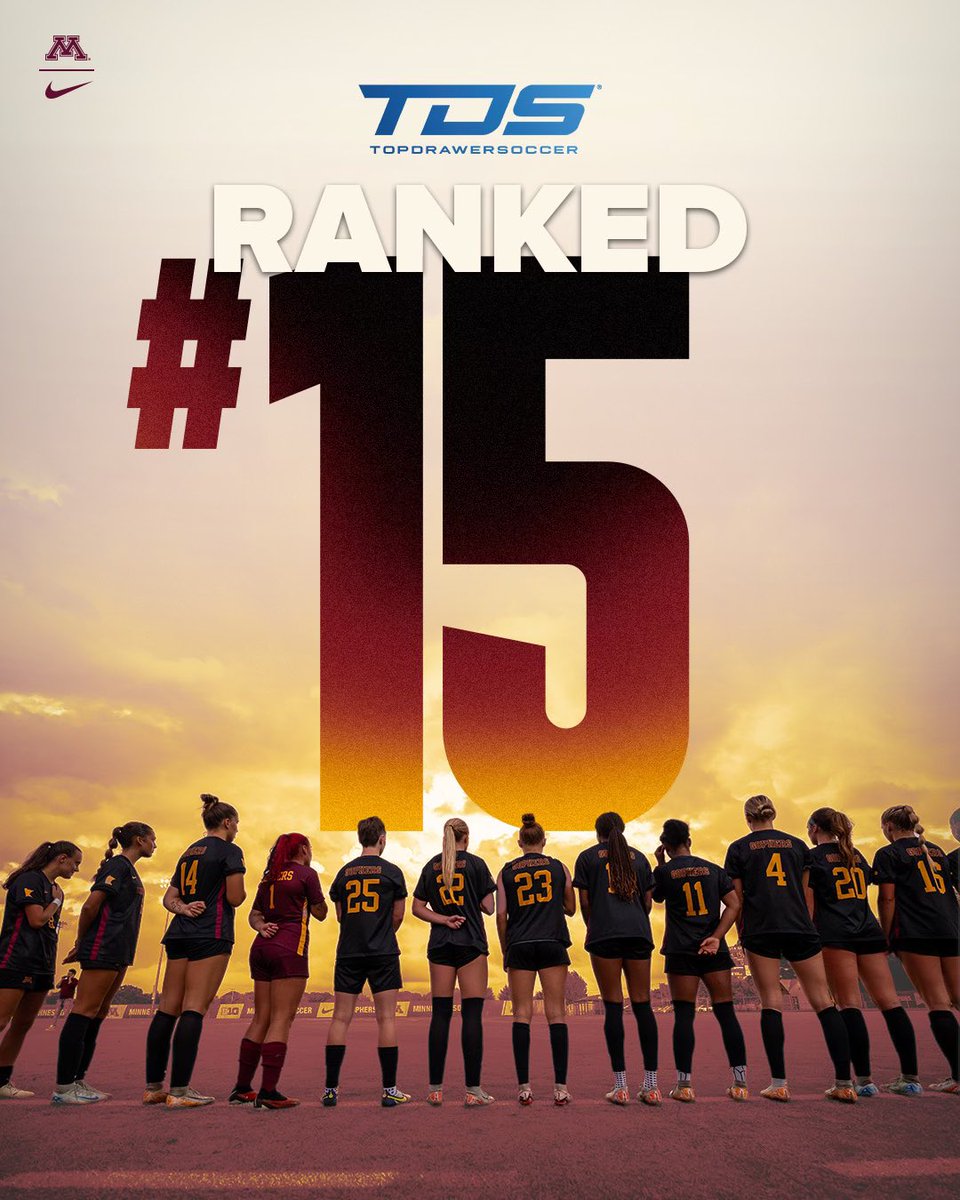 Minnesota Soccer (@gophersoccer) on Twitter photo Coming in at No. 15 in <a href="/TopDrawerSoccer/">TopDrawerSoccer</a>’s Top 25 this week are the Minnesota Golden Gophers!
#ThisIsHome | #Gophers〽️ Coming in at No. 15 in <a href="/TopDrawerSoccer/">TopDrawerSoccer</a>’s Top 25 this week are the Minnesota Golden Gophers!
#ThisIsHome | #Gophers〽️