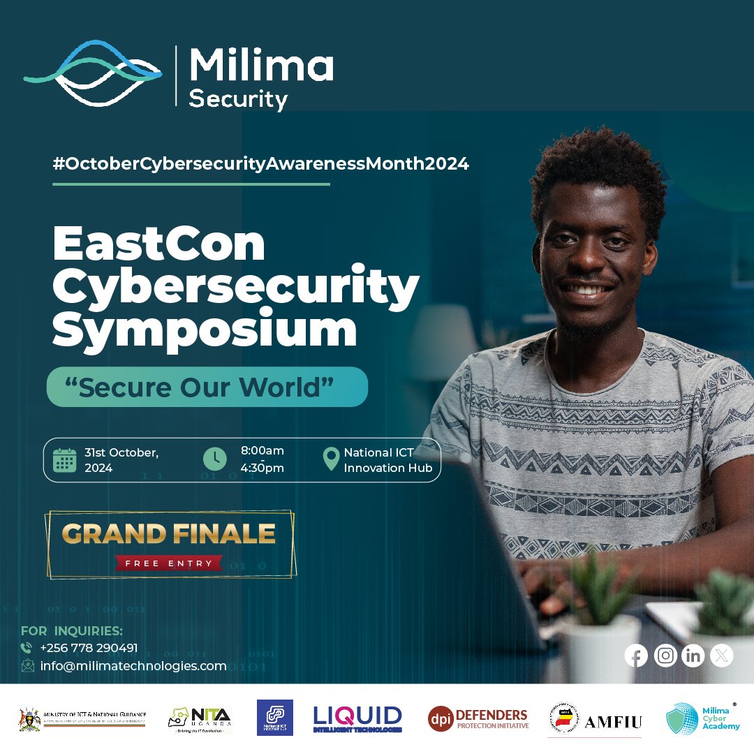 CyberMilima's tweet photo. #OCSAM24
The #EastCon Cybersecurity Symposium is here! Join us on 31st October at National ICT Innovation Hub to ‘Secure Our World’ with both local and global cybersecurity leaders.
Free entry – register now: https://t.co/EWliJP0NRl
#EastCon #Cybersecurity https://t.co/DkYwVpoUMa