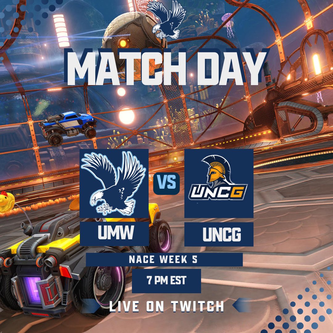 Engines on. Join us as Rocket League takes on <a href="/UNCG_Esports/">UNCG Esports</a> in <a href="/NACEsports/">NACE</a> Week 5 tonight at 7 PM EST!

twitch.tv/umwesports

#GetDirtyGoWash 🦅🦅🦅