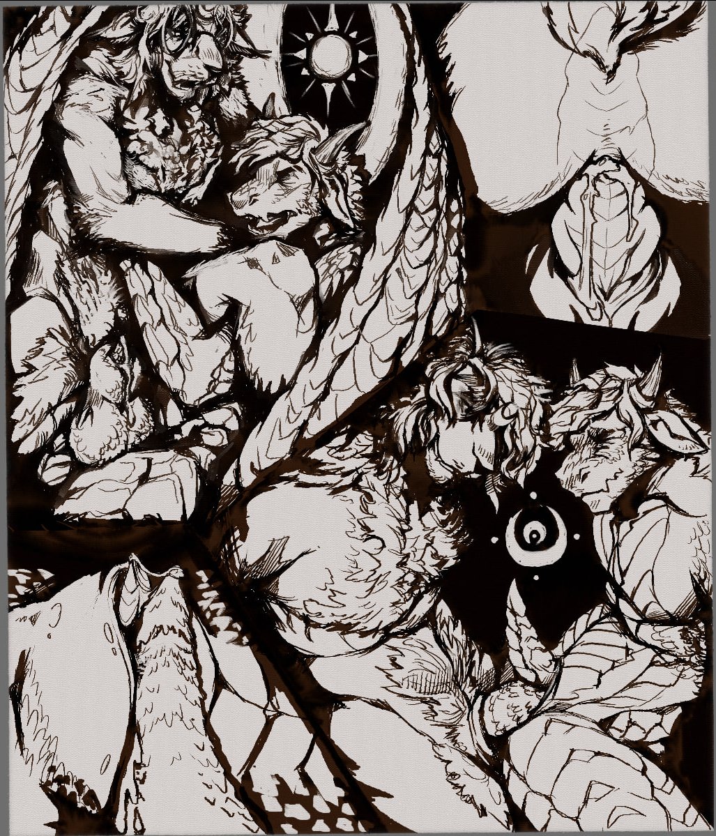 Sunshine &amp; Moonlight

What started off as a comic page ended up looking like a prophetic mural of the sun and moon breeding each other. Just as the scrolls foretold...

Characters belong to yours truly and @prae_ad