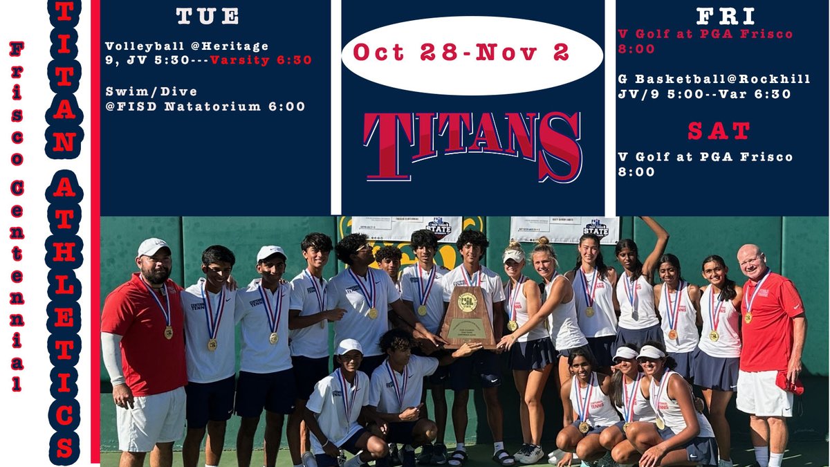This week in #TitanSports... <a href="/CHSTitanVB/">CHS Titan Volleyball</a> <a href="/titan_swim_dive/">Centennial Swim & Dive</a> <a href="/titangolf/">Titan Golf⛳️</a> <a href="/Cen10TitansWBB/">Lady Titan Basketball</a> ❤️💙🏐🏊⛳️🏀💙❤️ #TitanNation #Cen10Titans