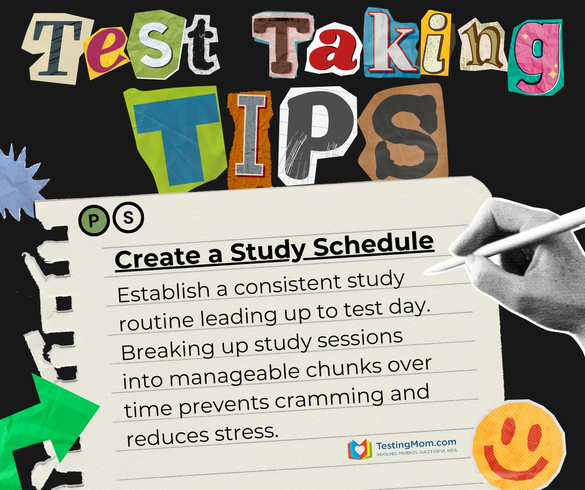 testingmom's tweet image. 📚 Does your child have a study schedule for test day? 📚

A consistent study routine prevents cramming, reduces stress, and helps info stick! Small sessions over time make a big difference. 🌟

#TestingMom #TestTakingTips #StudySuccess
