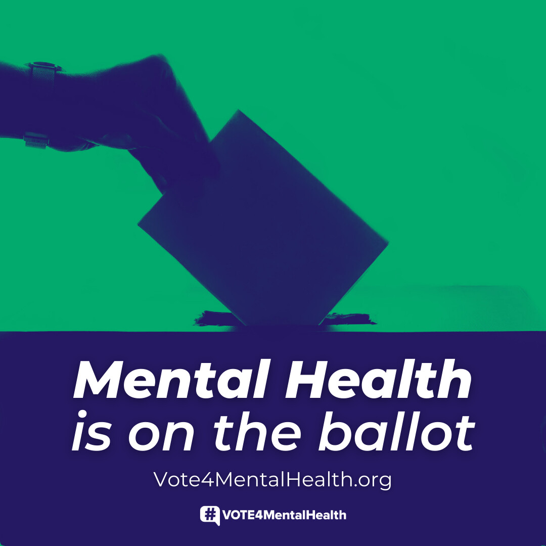 Across the country, one issue is on every ballot: mental health. During this
election, your vote can send a message that mental health matters. 

Take the pledge to #Vote4MentalHealth!
vote4mentalhealth.org/pledge/

#mentalhealthmatters #vote #vote2024 #stigmafree