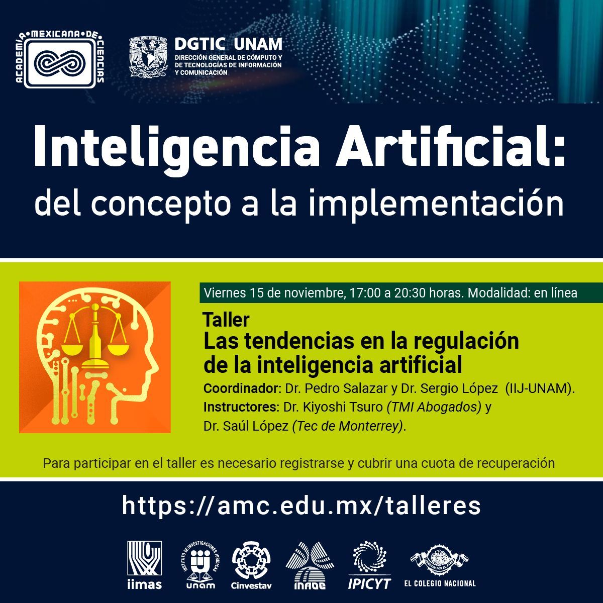 En este taller conocerás: 

⚖️ Los desafíos legales que plantea la inteligencia artificial #IA
📝 Los enfoques regulatorios más innovadores
🔏 Cómo proteger tus derechos en los entornos digitales

Más información e inscripciones 👉 buff.ly/3U1NG49