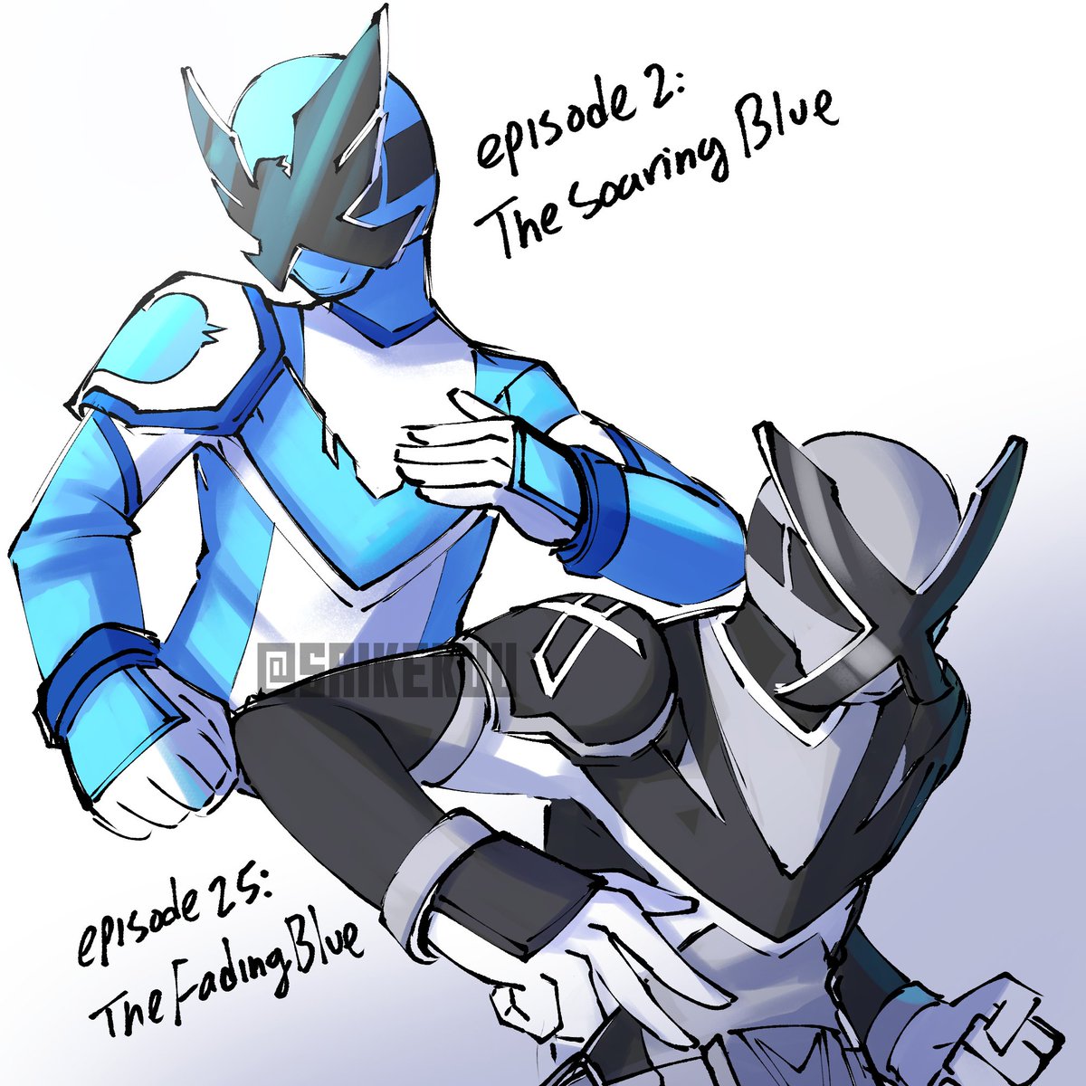 The blue ranger fades into the darkness