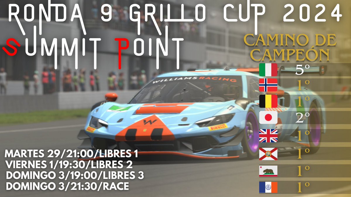 Grillo Racing (@grillo_racing) on Twitter photo Buenas tardes a todos, estamos en semana de ✨GRILLO CUP✨
Tras la última prueba, <a href="/FAlmansa/">Francisco Almansa</a> llega a la última prueba con opciones a llevarse el título de este año: tan solo tendría que puntuar en la carrera para hacerlo posible, ha sido aplastante el ritmo del jienense. Este Buenas tardes a todos, estamos en semana de ✨GRILLO CUP✨
Tras la última prueba, <a href="/FAlmansa/">Francisco Almansa</a> llega a la última prueba con opciones a llevarse el título de este año: tan solo tendría que puntuar en la carrera para hacerlo posible, ha sido aplastante el ritmo del jienense. Este