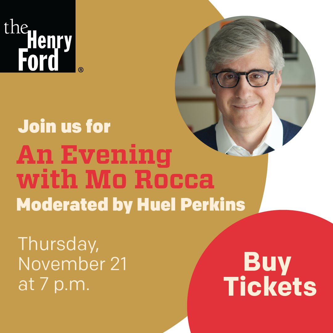 thehenryford's tweet image. Tickets are on sale for our after-hours event with @CBS correspondent and Innovation Nation host, @MoRocca. Hear first-hand accounts from his new book, followed by a Q&amp;amp;A moderated by @HuelPerkins and meet &amp;amp; greet.

Nov. 21, 7:00 p.m. Capacities limited!

links.thf.org/4hm0RHg