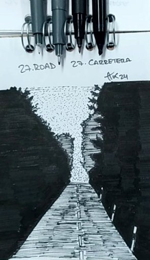 Día 27: Road. Carretera.
Ya está acabando octubre y llega Halloween 🎃🎃 vamos a ver si estas últimas tintas adquieren un tinte lúgubre.
#InktoberEs
#Tintubre
#inktober2024