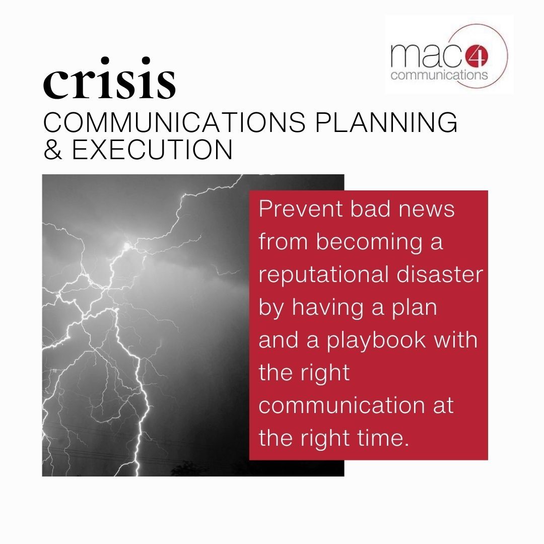 mac4comms's tweet image. ⚠️ Be prepared when crisis strikes. Our Crisis Communications Planning &amp;amp; Execution service helps you navigate the storm. With comprehensive plans and strategic responses, we safeguard your reputation to minimize the damage. Learn more here: buff.ly/3Ube8c5