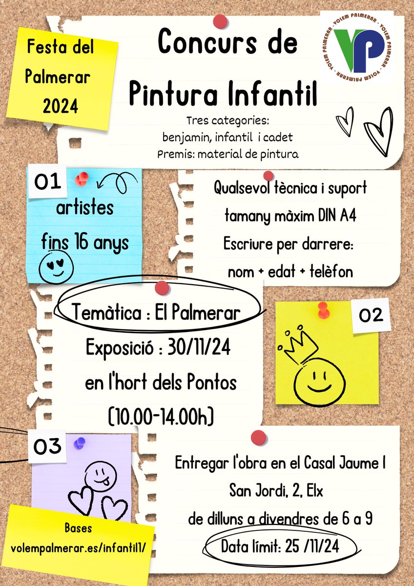 🧑‍🎨 Aún hay tiempo para participar en el Concurso de dibujo y pintura infantil de la #festadelpalmerar2024 para artistas de 0 a 16 años
Bases: volempalmerar.es/infantil1/.