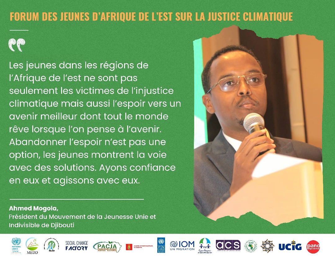 My Message at the East African Regional Youth Forum on Climate Justice organized by the Mouvement de la Jeunesse Une et Invisible de Djibouti in collaboration with the Ministry of Environment and United Nations Systems Coordination with the support <a href="/PACJA1/">PACJA</a>