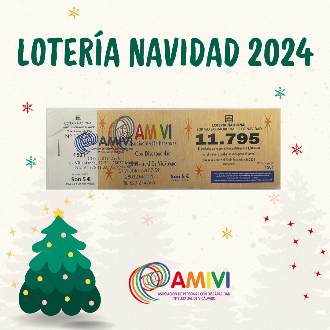🌟 ¡La suerte de la Navidad ya está aquí! 🎄

¿Imaginas terminar el año con súper premio? 

📍Calle Villablanca 57 - 59
📆 Lunes a Viernes 
⏰️ 10:00 - 14:00 y 18:00-19:30 
📞 629214666

¡seguro que toca! 🍀🎉

#Amivi #LoteriadeNavidad #inclusión #vicálvaro #VicálvaroSolidario