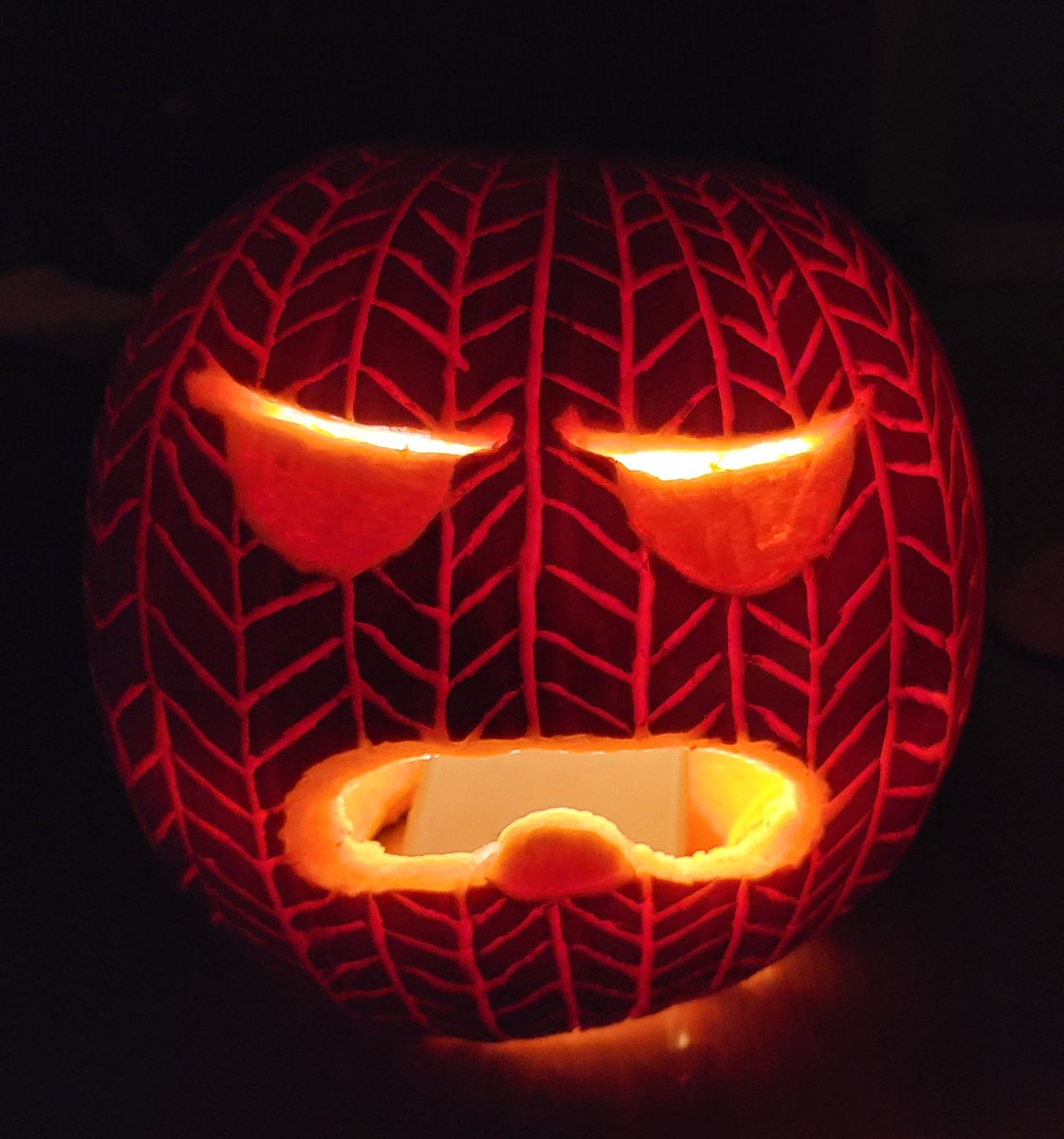 NetsirkGames's tweet photo. I really love carving LittleBigPlanet pumpkins - I think this is the 4th one I've done! Here is my angry Sackboy pumpkin and the figures that inspired it. 
Happy Halloween! https://t.co/MSyuiyTrIC