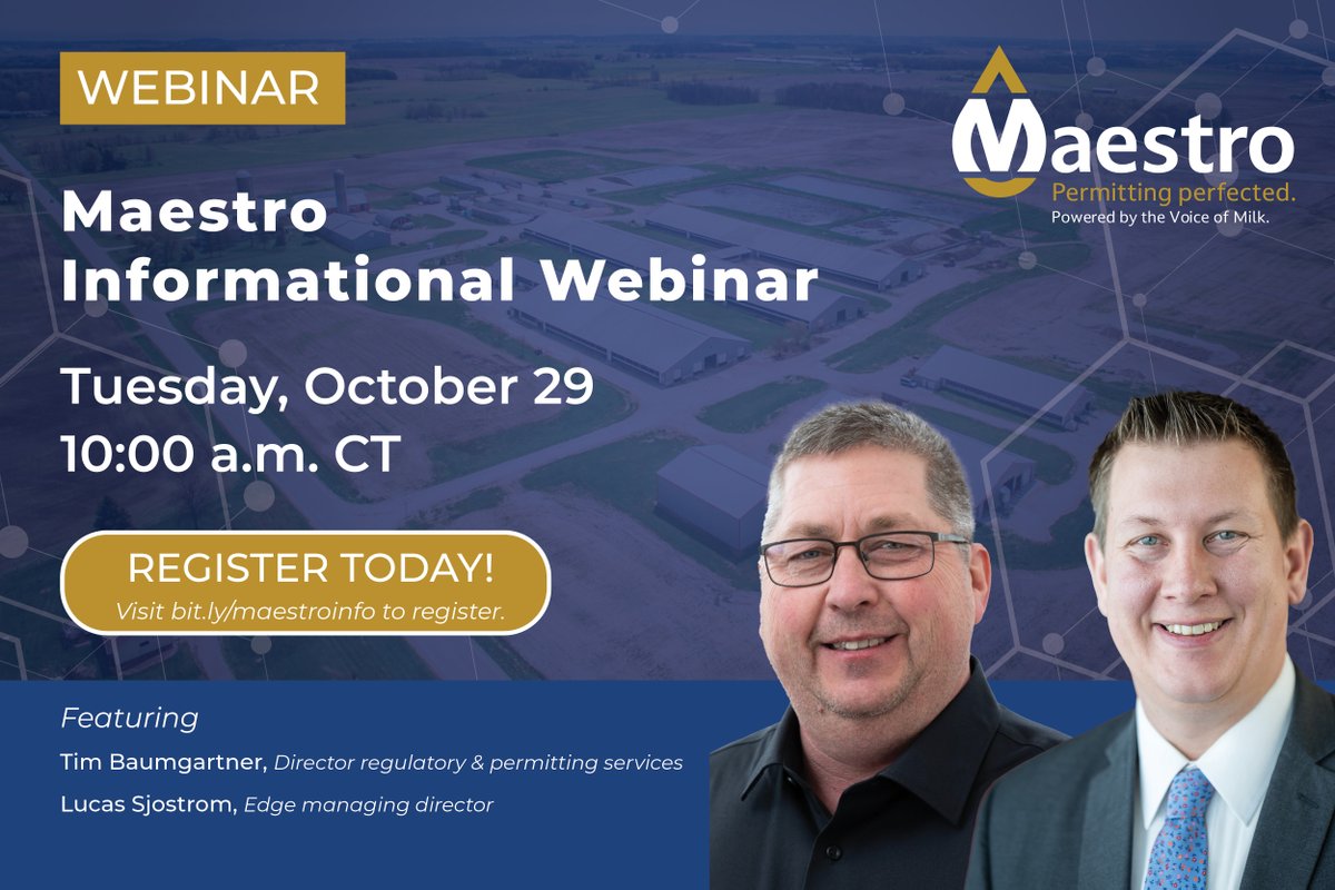 Applying for and maintaining permits can be an overwhelming and challenging process but necessary for those looking to grow their farm. Join us on October 29th at 10 a.m. for a Maestro Informational Webinar. For more information, go here: bit.ly/3XqCgrq