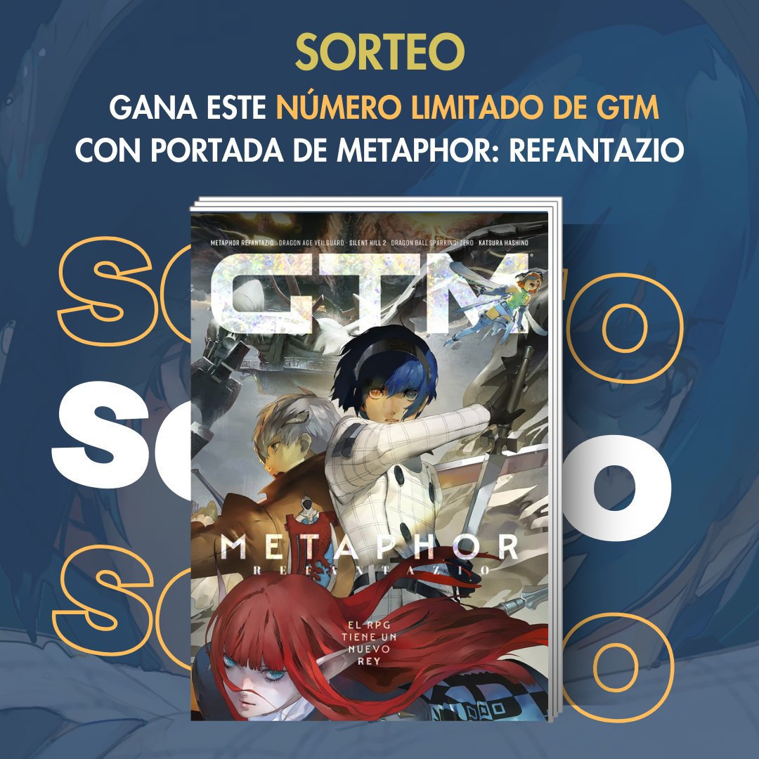 ResenasCortas's tweet photo. ⚔️SORTEO⚔️

¡Gana el último número de GTM con una PORTADA LIMITADA de Metaphor: Refantazio!

1️⃣Haz RT 
2️⃣Sigue a @GamesTribune  &amp; @ResenasCortas  
3️⃣ ¡Menciona a un gran fan del JRPG!

¡Participa ahora!

🗓️Fin 4/11/2024 - Válido para Península https://t.co/CAYgkd99Lp