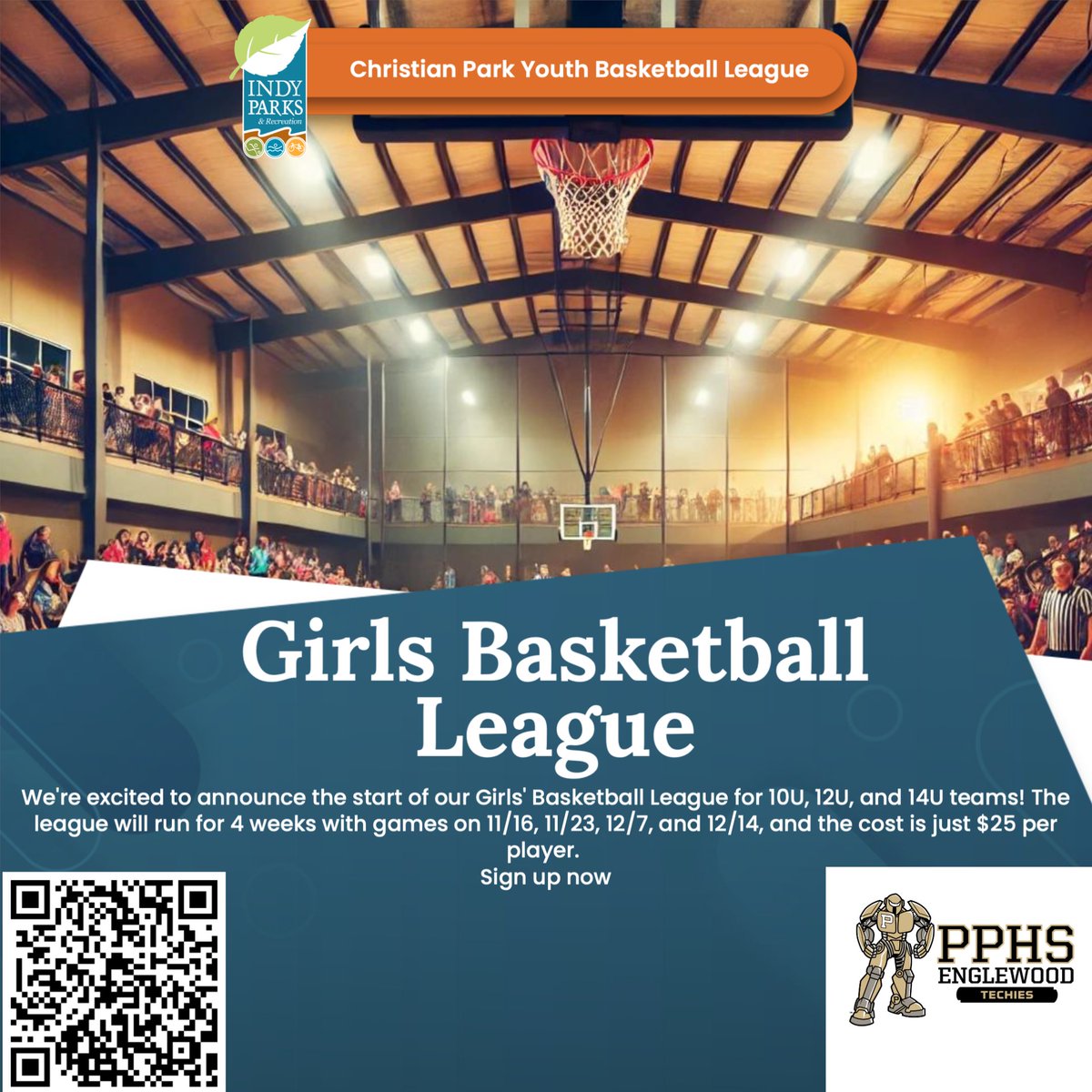 🏀 Exciting News! Purdue Poly Athletics &amp; Christian Park bring you the Girls Basketball League starting Nov 16! All games at Christian Park. 🏆 Get ready to play, make friends &amp; shine on the court! Let’s make it a season to remember! #GirlsBasketball #PPHS